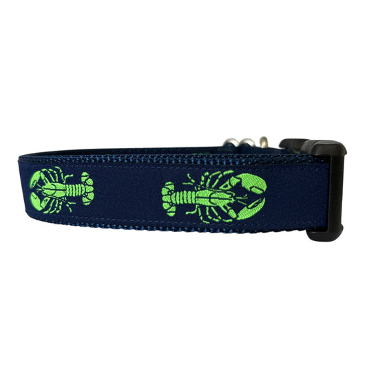 Green Lobster Dog Collar navy/navy - Sew Fetch Dog Company