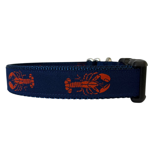 Orange Lobster Dog Collar navy/navy - Sew Fetch Dog Company
