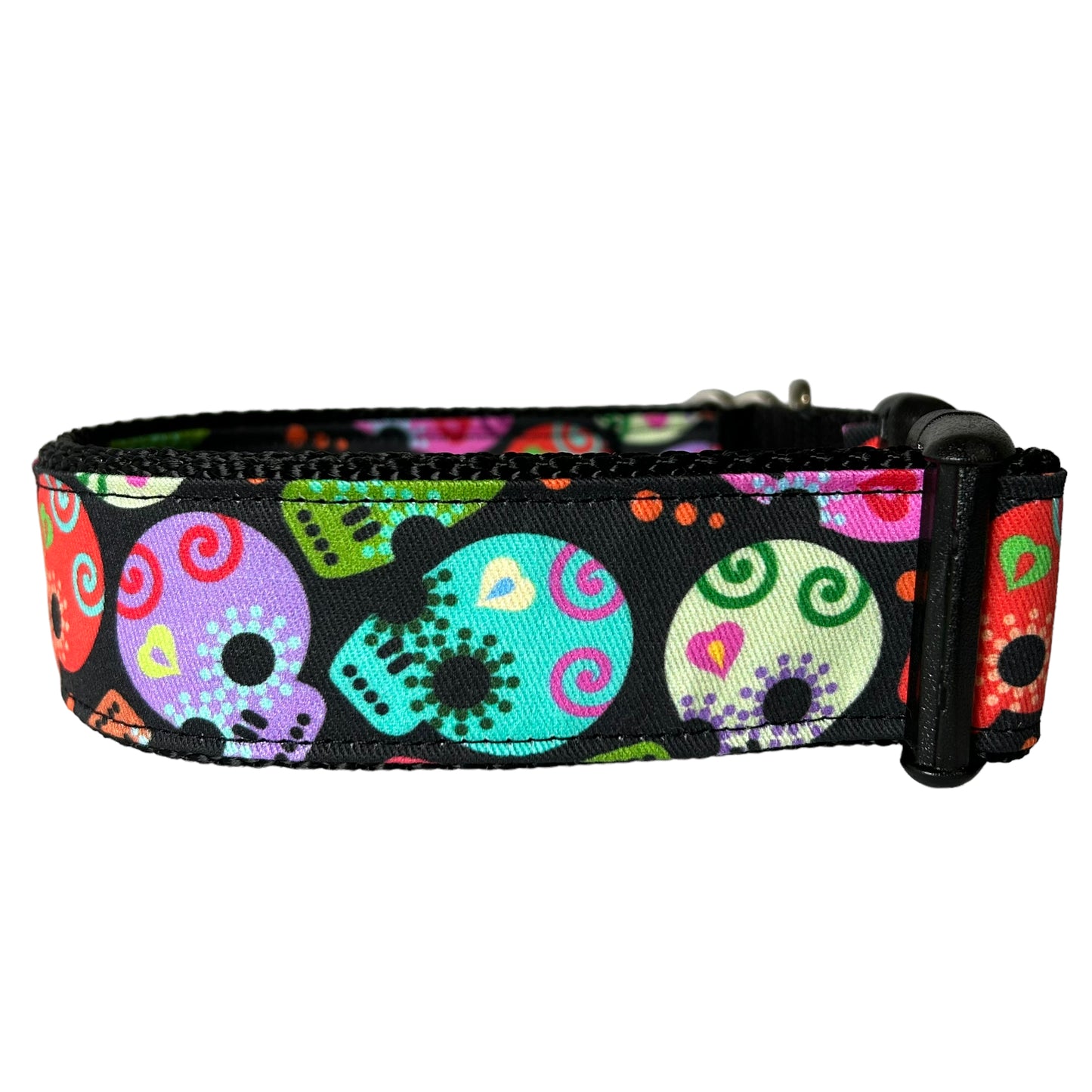 Sugar Skull Dog Collar Wide - Sew Fetch Dog Company