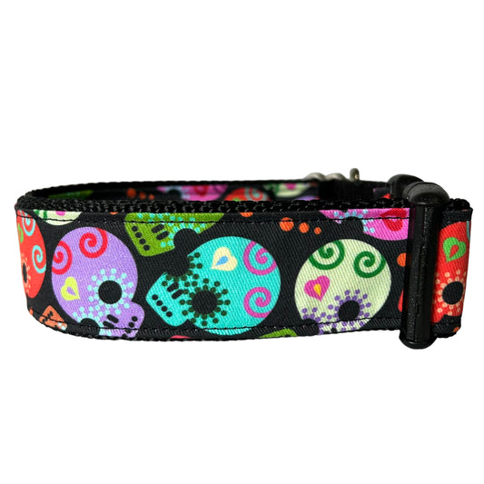Sugar Skull Dog Collar Wide - Sew Fetch Dog Company