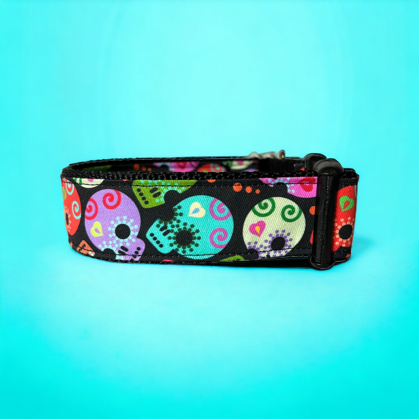 Sugar Skull Dog Collar Wide - Sew Fetch Dog Company