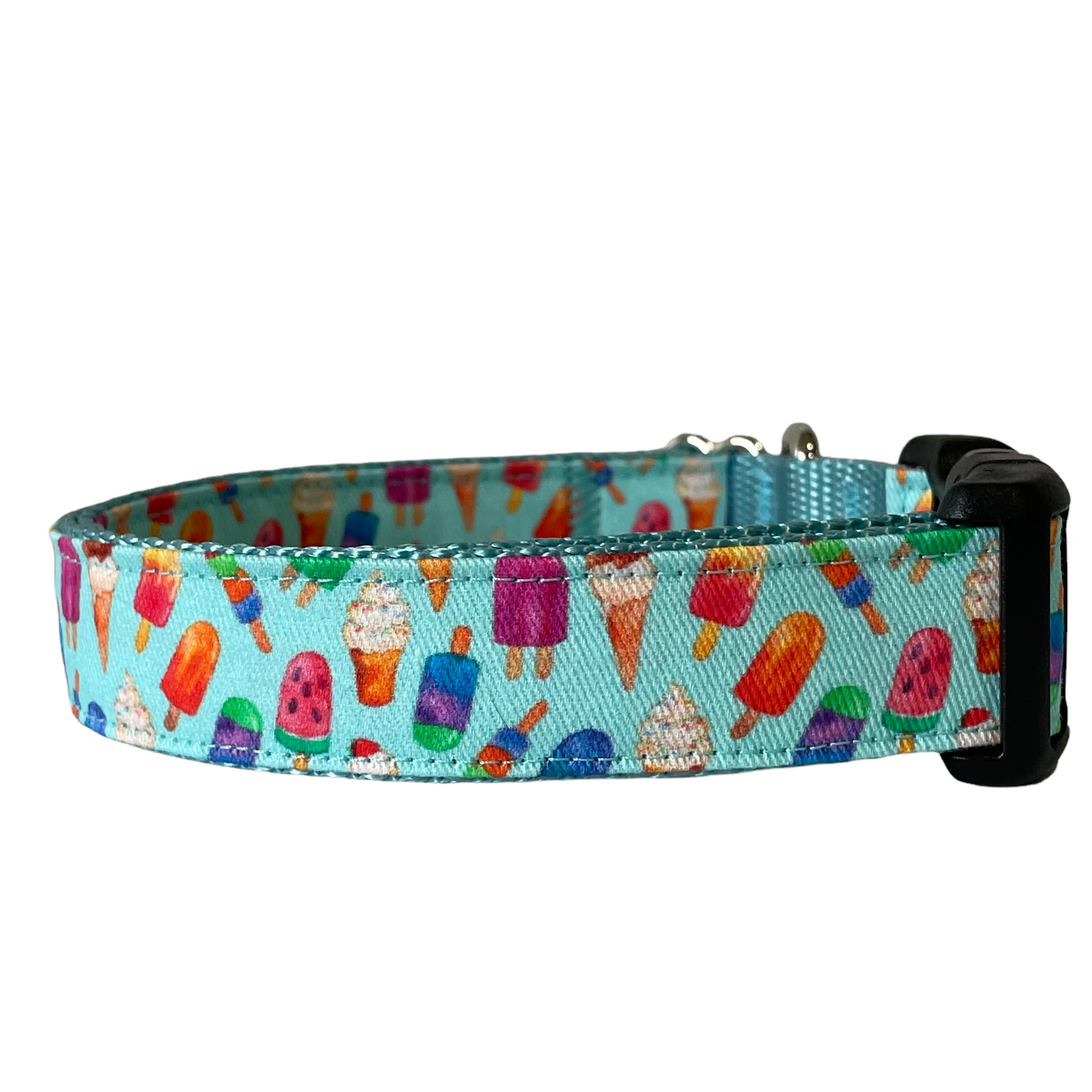 Aqua Ice Cream Dog Collar - Sew Fetch Dog Company