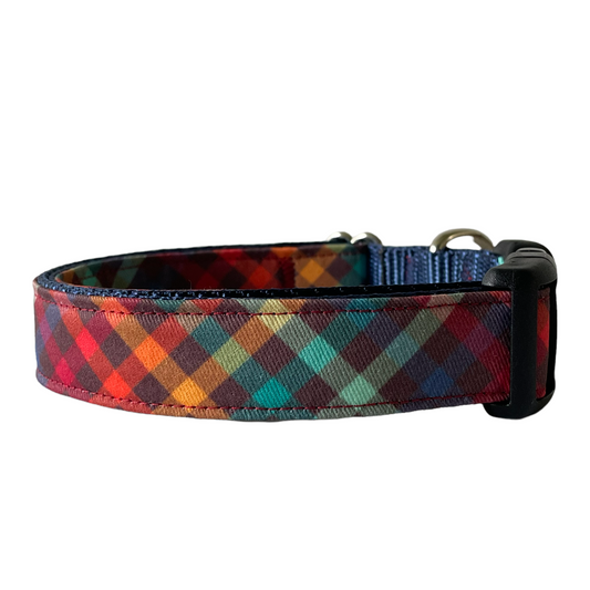 Retro Plaid Dog Collar - Sew Fetch Dog Company