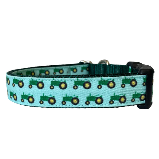 Green Tractor Dog Collar - Sew Fetch Dog Company