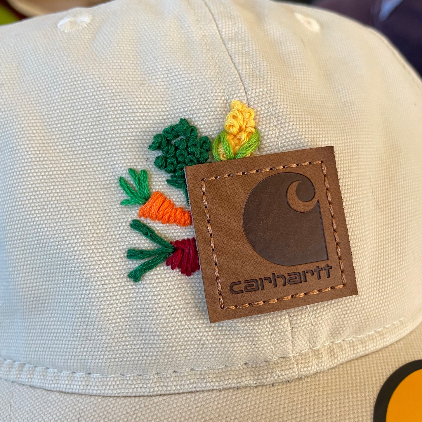 Tan Veggie Embroidered Carhartt Hat - Sew Fetch Dog Company