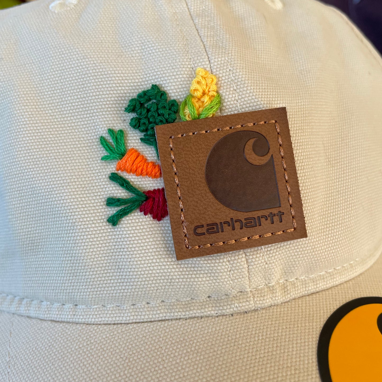Tan Veggie Embroidered Carhartt Hat - Sew Fetch Dog Company