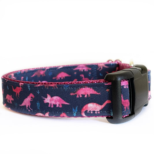 Pink Dino Dog Collar - Sew Fetch Dog Company