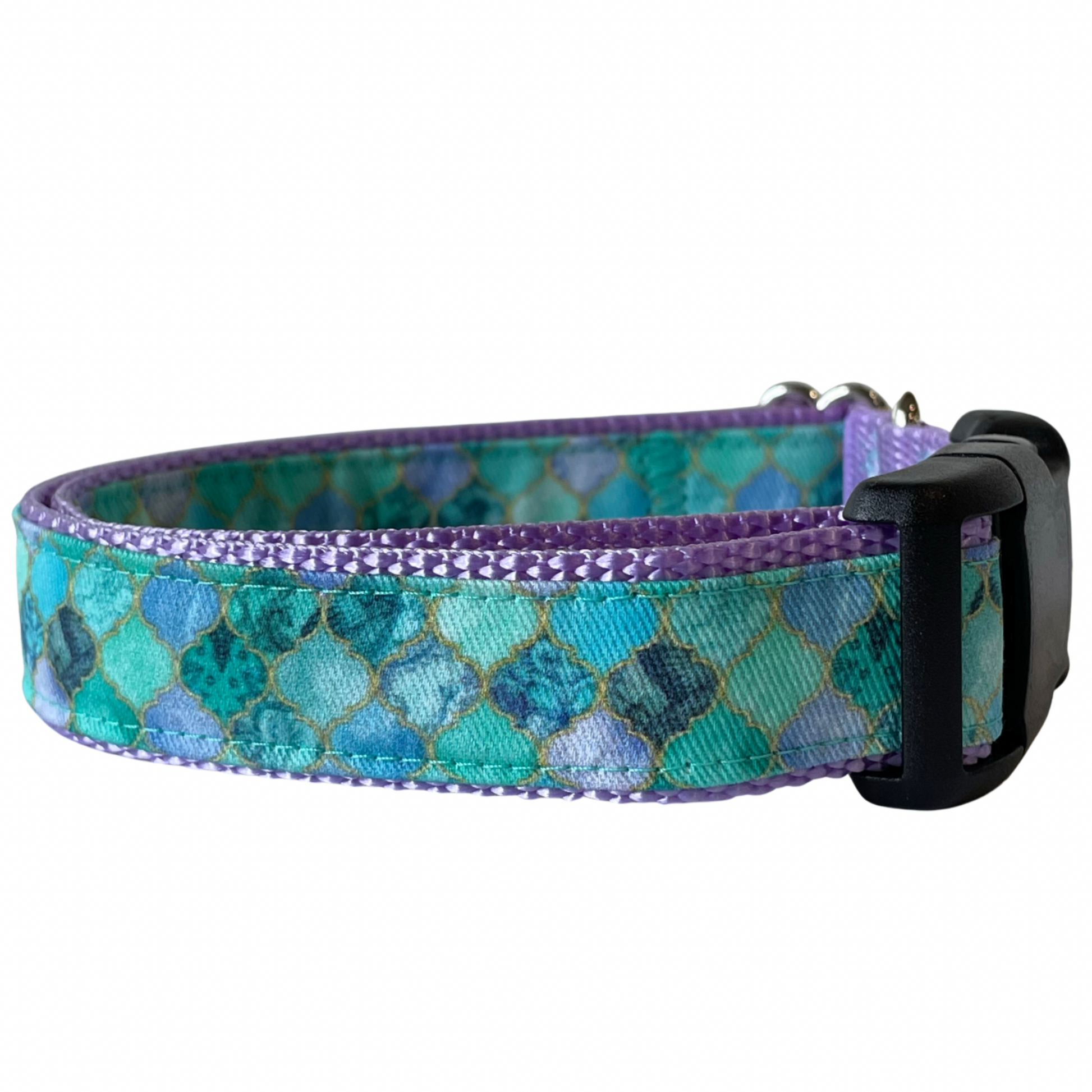 Aqua Mosaic Dog Collar - Sew Fetch Dog Company