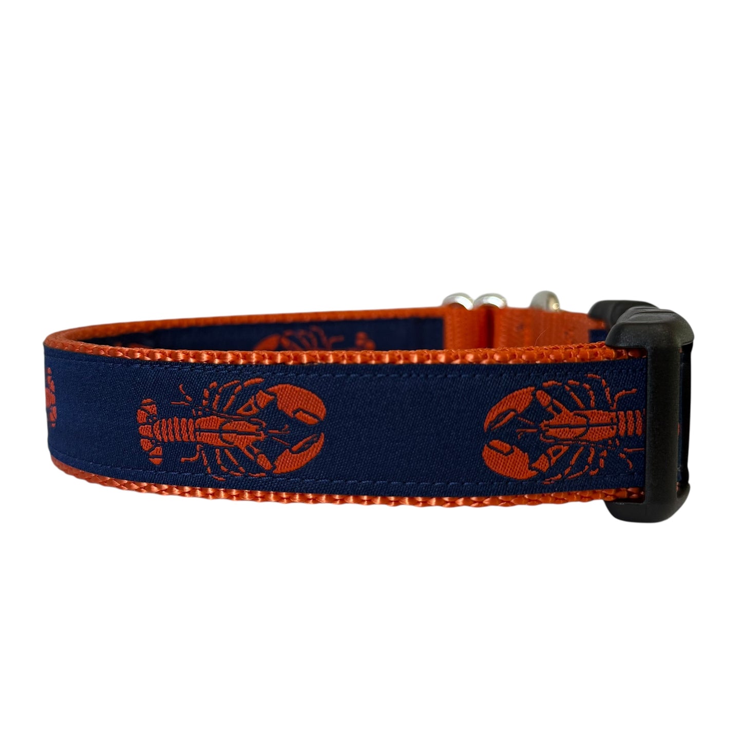 Orange Lobster Dog Collar navy/orange - Sew Fetch Dog Company