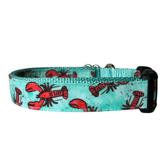Watercolor Aqua Lobster Dog Collar - Sew Fetch Dog Company