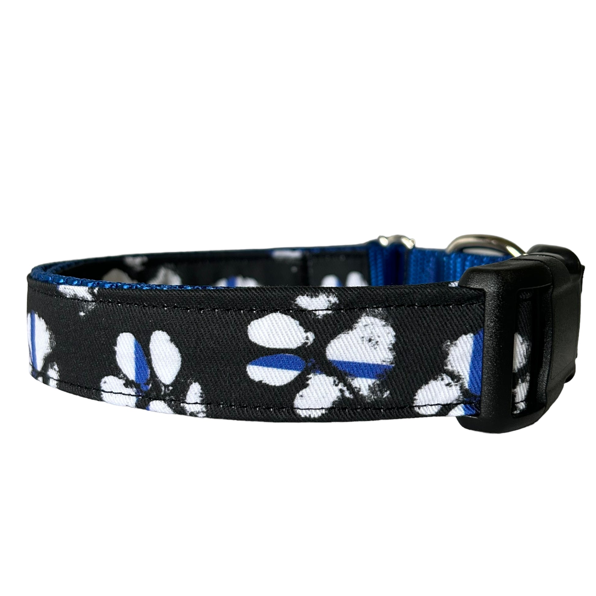 Thin Blue Line Paws Dog Collar - Sew Fetch Dog Company