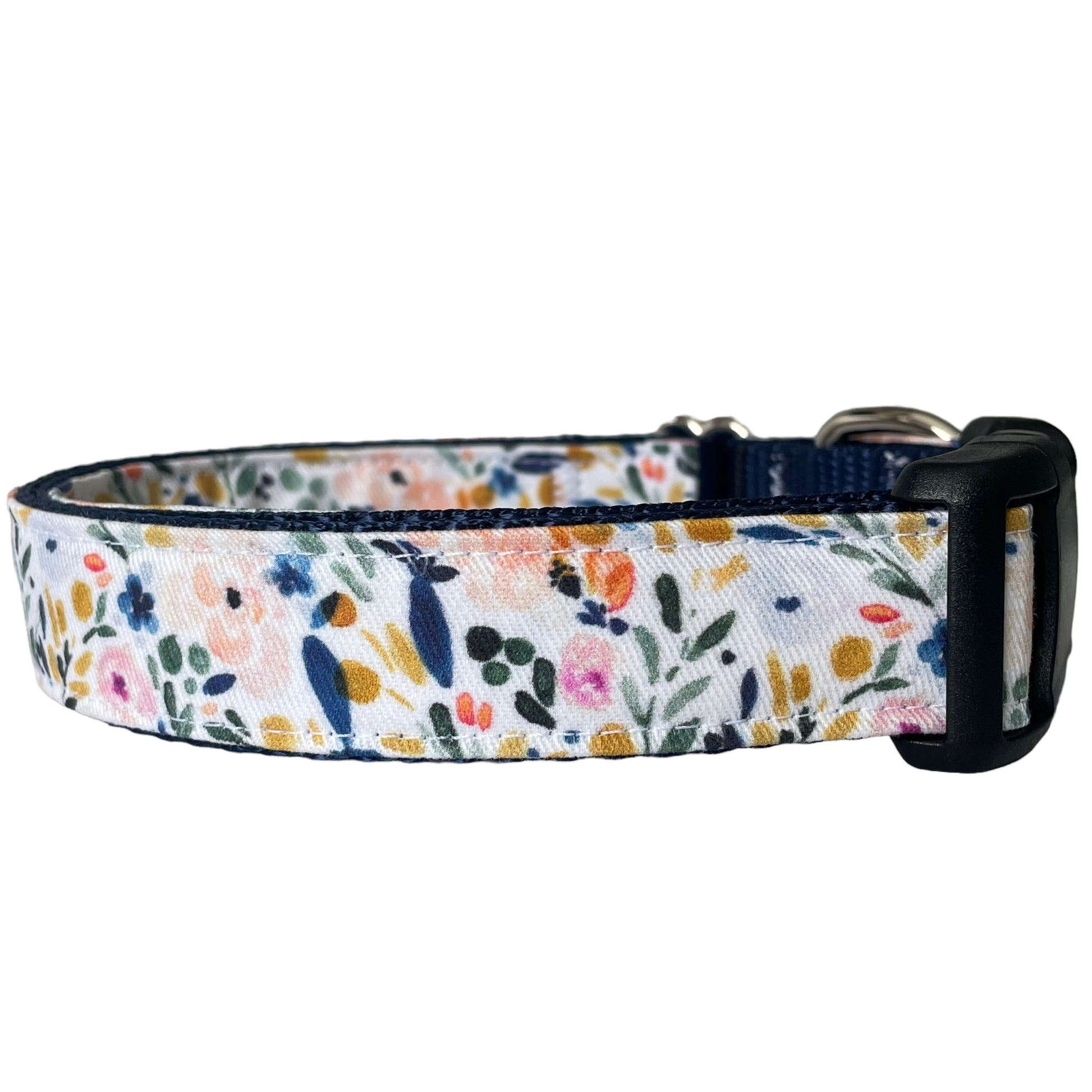 Tori White Floral Dog Collar - Sew Fetch Dog Company