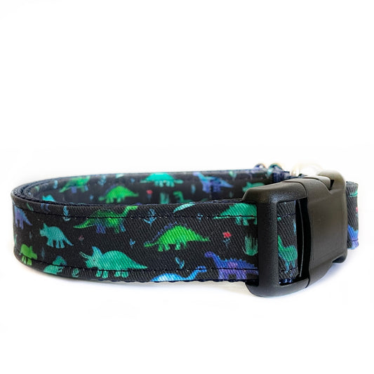 Blue Dino Dog Collar - Sew Fetch Dog Company