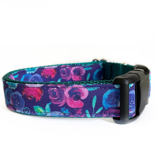 Reagan Purple Floral Dog Collar - Sew Fetch Dog Company