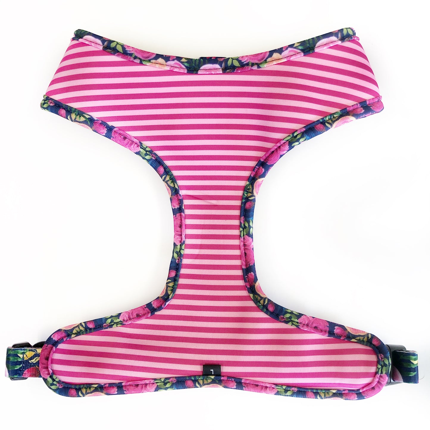 Pink Rose and Stripes Neoprene Harness - Sew Fetch Dog Company